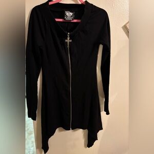 Black Long Sleeve Zip-Up Cardigan